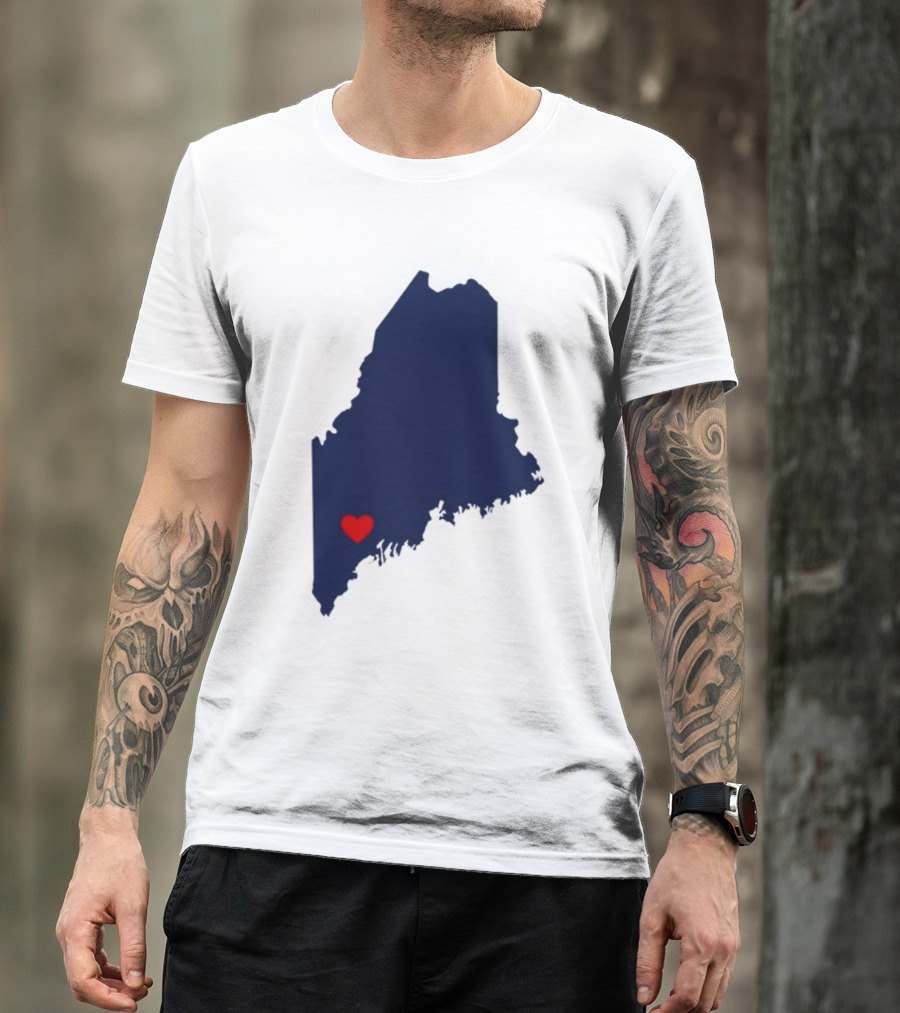 Lewiston Strong Maine Heart Map T-Shirt