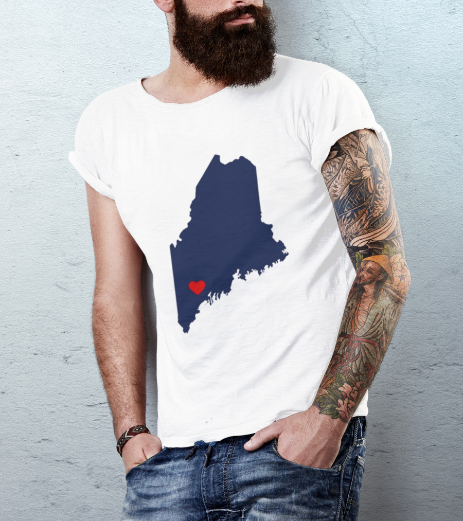 Lewiston Strong Maine Heart Map T-Shirt