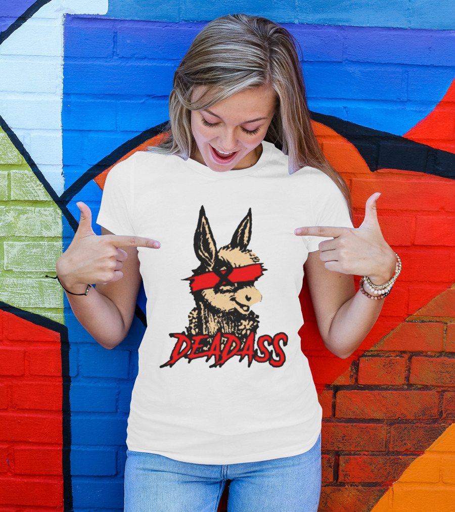 Deadass Red Blindfold Cartoon Donkey T-Shirt