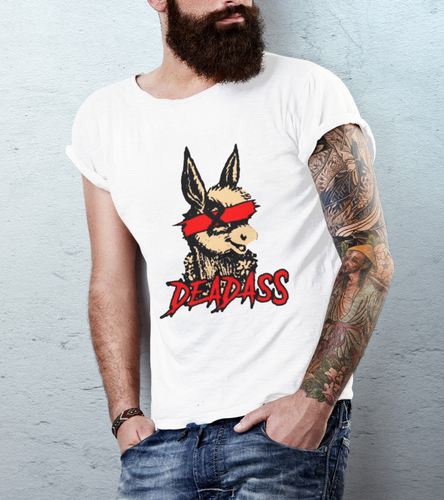 Deadass Red Blindfold Cartoon Donkey T-Shirt