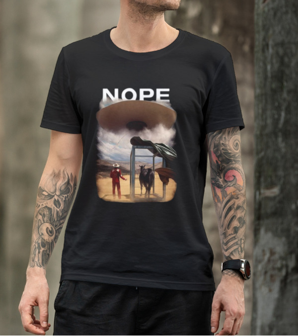 NOPE The Star Lasso Experience With UFO Above Cow And Cowboy T-Shirt