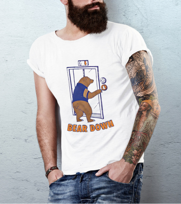 Bear Down Bear In Blue Jersey Pressing Elevator Button T-Shirt