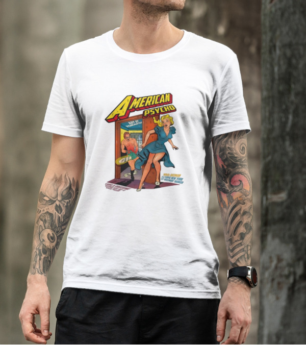 American Psycho Comic Style Chase Vintage T-Shirt
