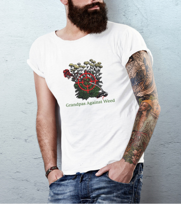 Grandpas Against Weed Targeting Dandelions With String Trimmer T-Shirt