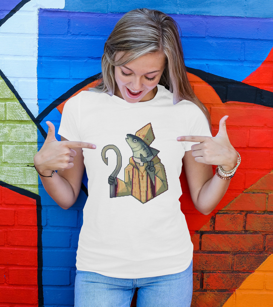 May Could Be With You Holy Mackerel Fish Bishop Pixel T-Shirt