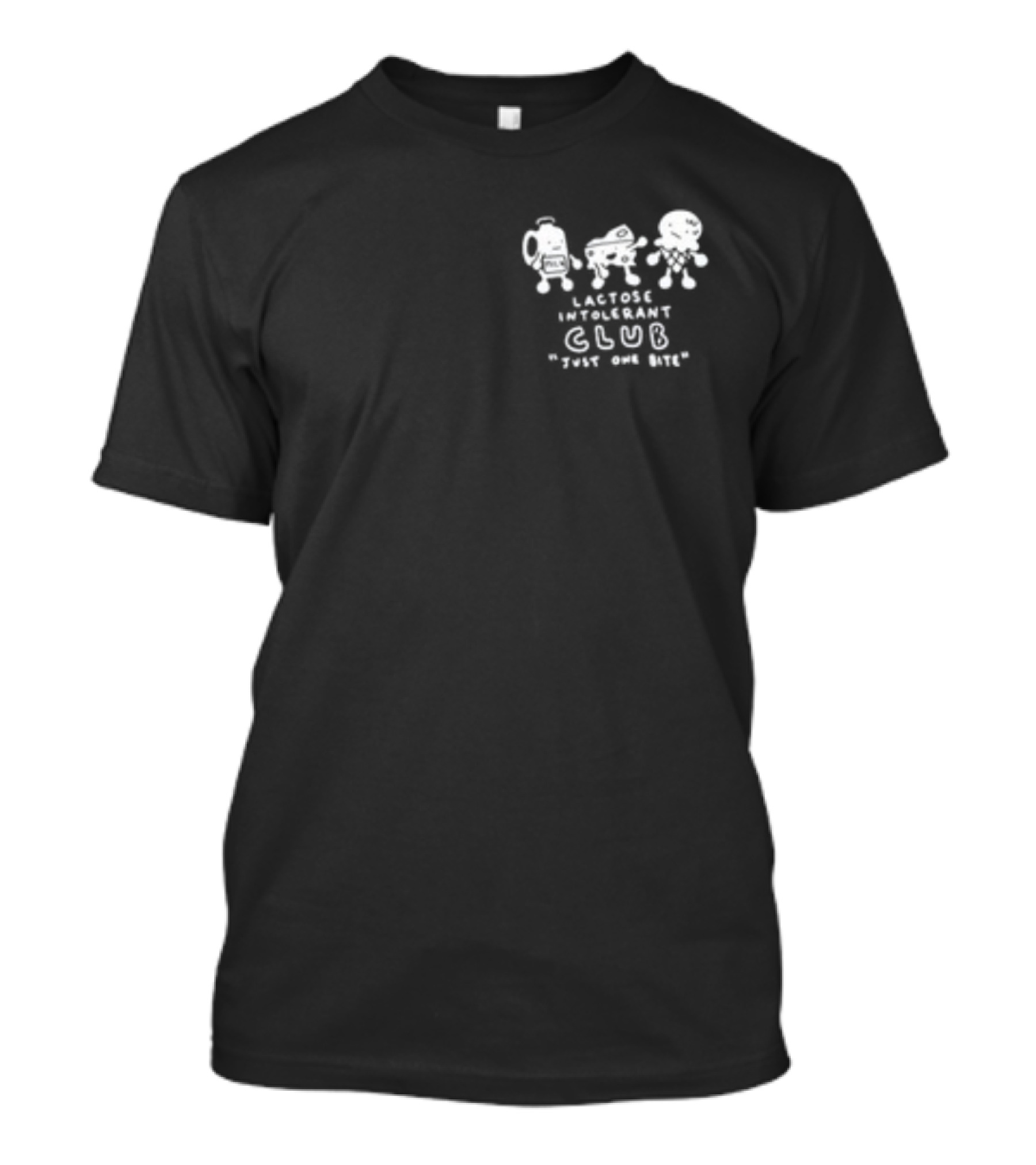 Lactose Intolerant Club Just One Bite Funny Milk Cheese Ice Cream Cartoon T-Shirt