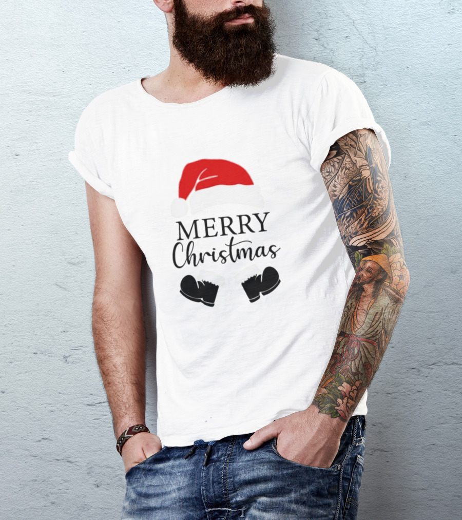 Merry Christmas Santa Hat And Boots Svg T-Shirt