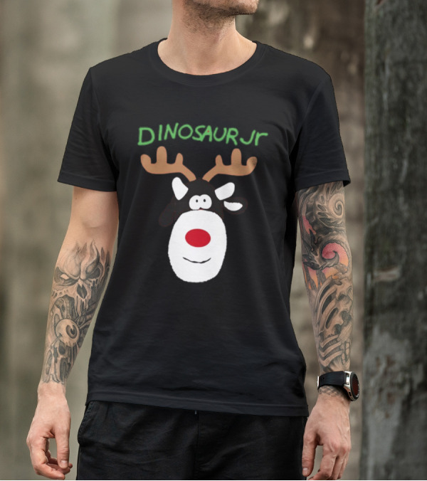 Dinosaur Jr Reindeer With Red Nose And Antlers T-Shirt