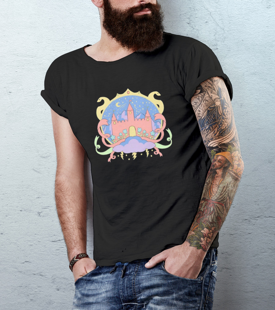 Holiday Castle Mystical Night With Serpents, Clouds, And Lightning T-Shirt