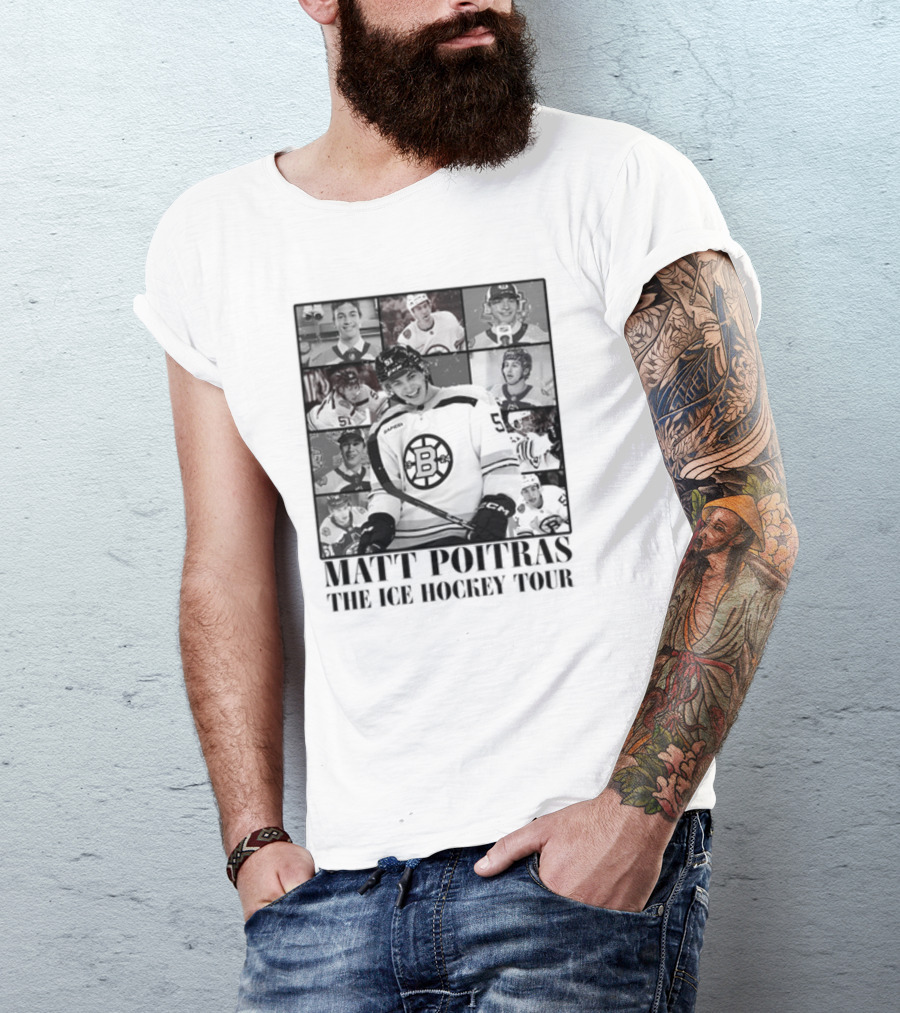 Matt Poitras The Ice Hockey Tour Bruins Player Collage T-Shirt