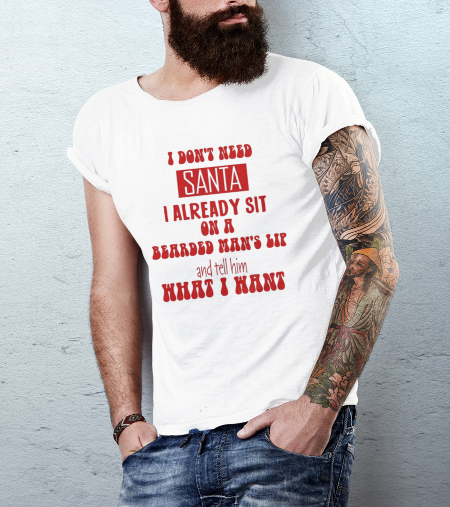 I Don't Need Santa I Already Sit On A Bearded Man's Lap And Tell Him What I Want T-Shirt