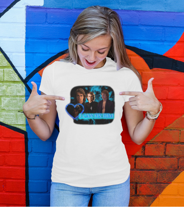 I Can Fix Him Anakin Blue Heart Lightning Background T-Shirt