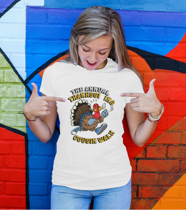 The Annual Thanksgiving Cousin Walk Turkey Smoking Sneakers Fun T-Shirt