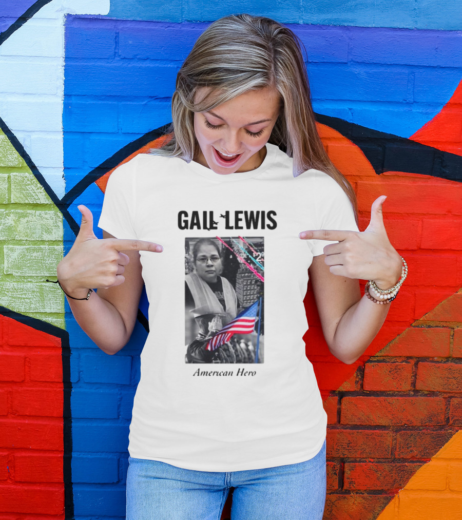 Gail Lewis American Hero Holding Flag Patriotic T-Shirt