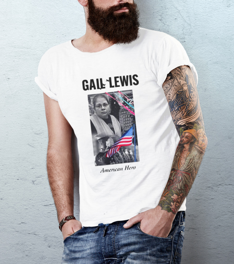 Gail Lewis American Hero Holding Flag Patriotic T-Shirt