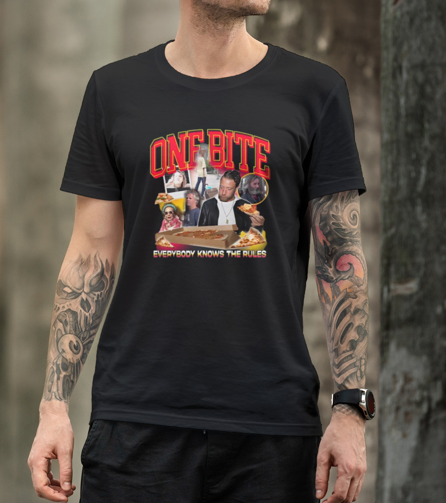 One Bite Everybody Knows The Rules Dave Portnoy Pizza Review Collage T-Shirt