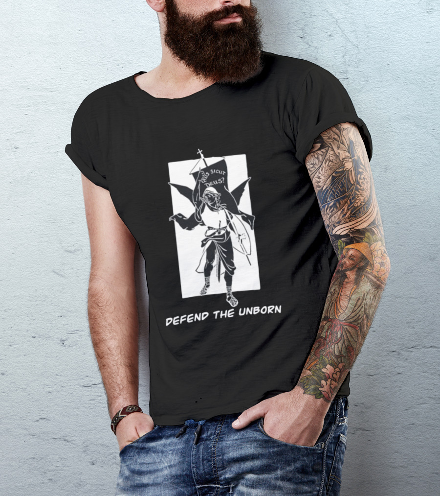 Quis Sicut Deus Defend The Unborn Angelic Warrior T-Shirt
