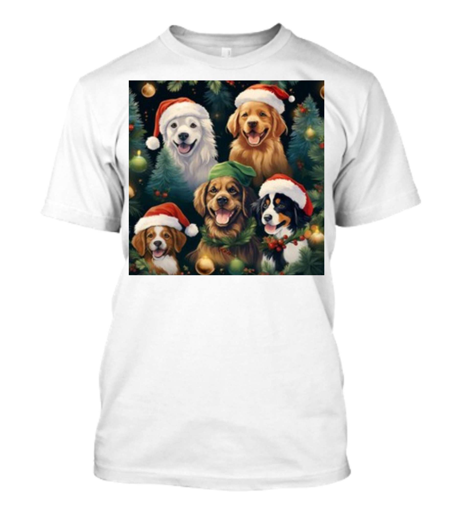 Christmas Puppies Santa Hats Winter Holiday Puppy T-Shirt