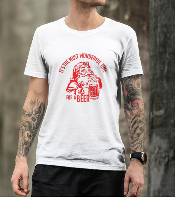 Santa Claus It's The Most Wonderful Time For A Beer Christmas T-Shirt