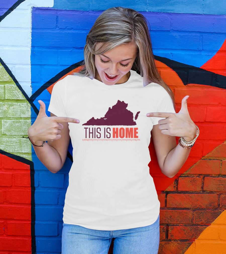 Virginia Tech Football Win This Is Home Virginia Outline T-Shirt