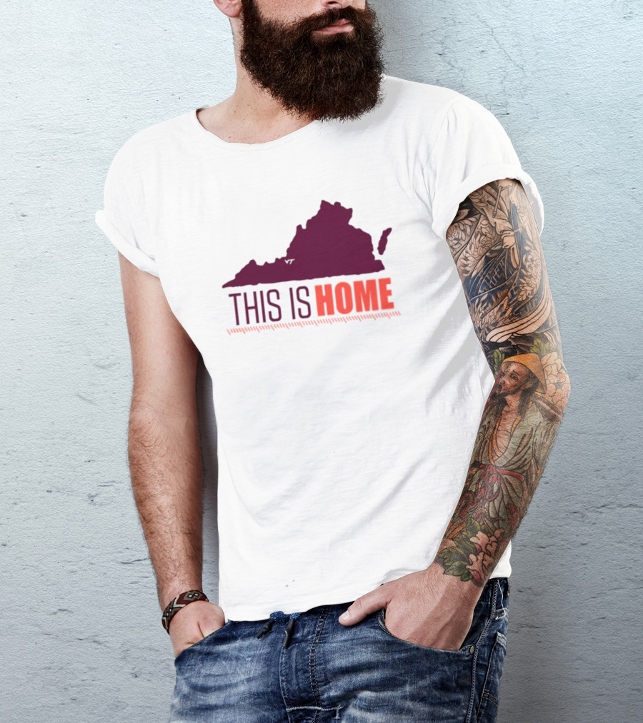 Virginia Tech Football Win This Is Home Virginia Outline T-Shirt