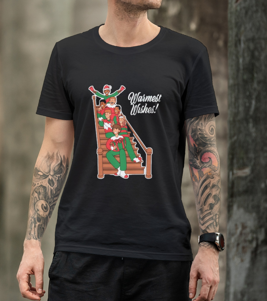 Warmest Wishes Holiday Family Celebration On Stairs T-Shirt