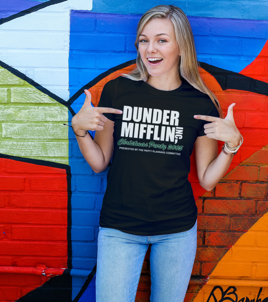 Dunder Mifflin Inc Christmas Party 2005 Presented By The Party Planning Committee Office Event T-Shirt