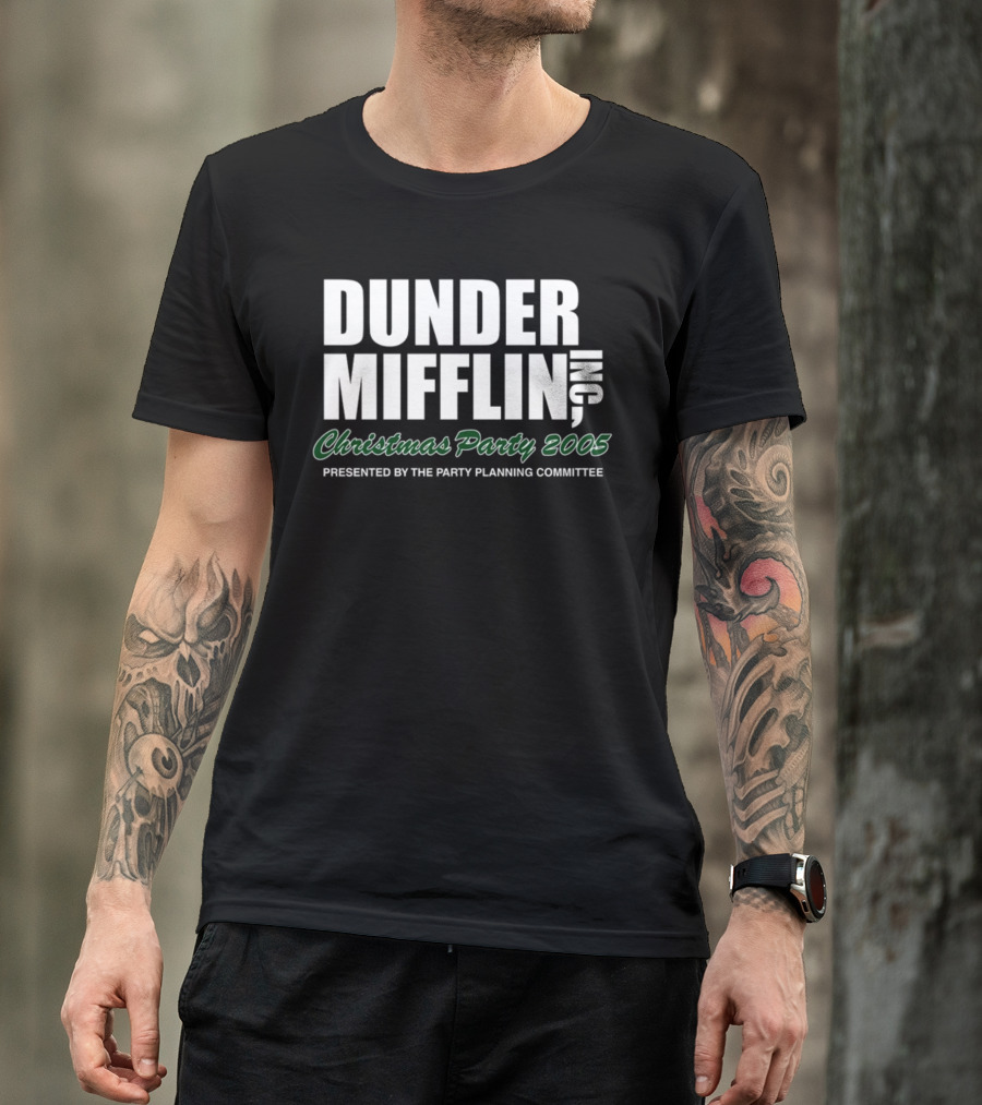 Dunder Mifflin Inc Christmas Party 2005 Presented By The Party Planning Committee Office Event T-Shirt