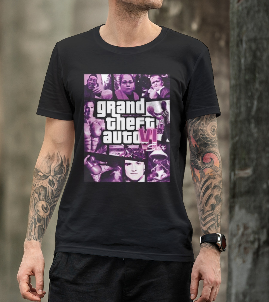 Grand Theft Auto VI Six Galleryno8 Purple Collage T-Shirt