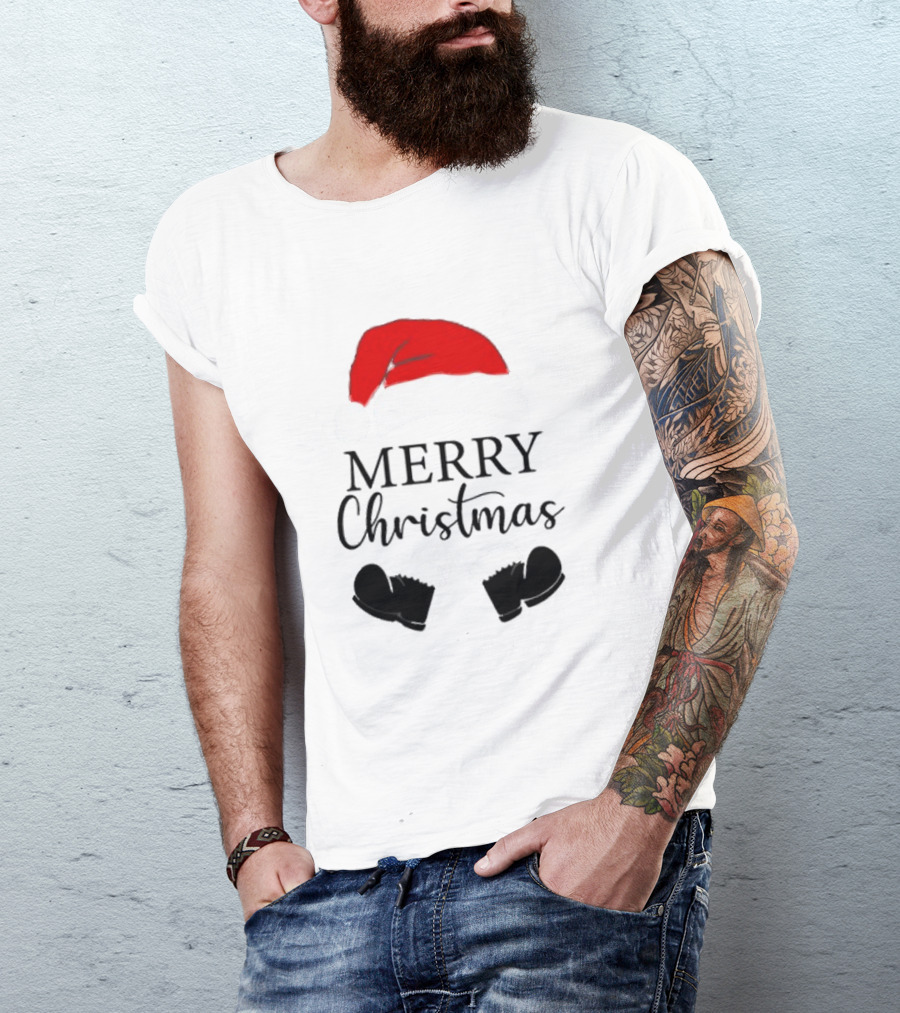 Merry Christmas Svg Santa Hat And Boots Softstyle V-Neck T-Shirt
