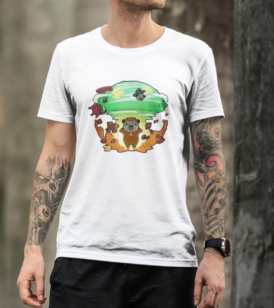 Roo Bahroo 10Th Anniversary Explosive Celebration With Cute Bear Figures And Parachuting Characters T-Shirt
