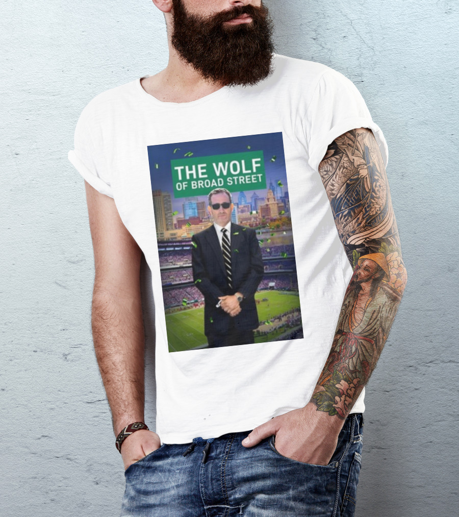 The Wolf Of Broad Street Philly Football Skyline Celebrations T-Shirt