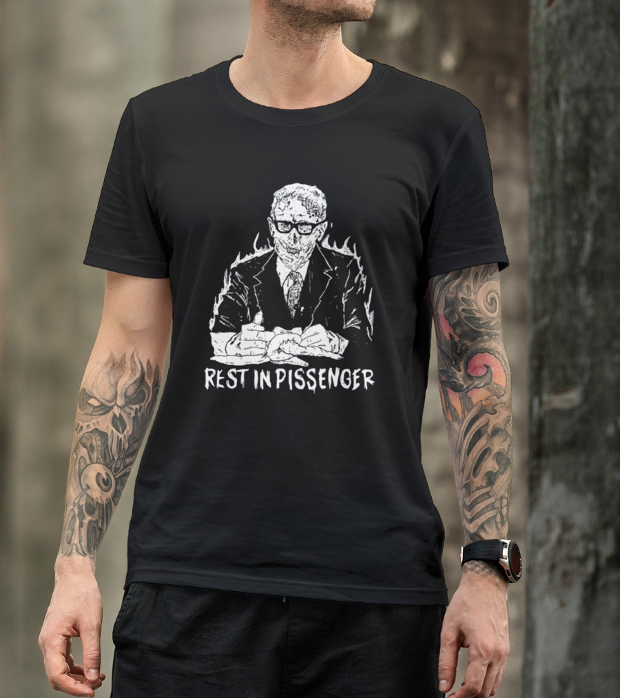 Punkwithacamera Rest In Pissenger Skeleton Suit Flames T-Shirt