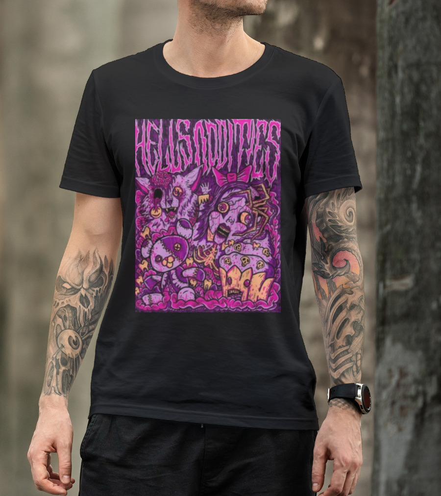 Hells Oddities Creepy Doll Zombie Cupcake Cat Monster Bits N' Pieces T-Shirt