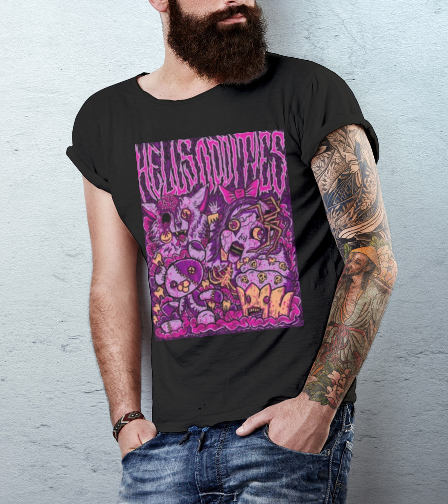 Hells Oddities Creepy Doll Zombie Cupcake Cat Monster Bits N' Pieces T-Shirt