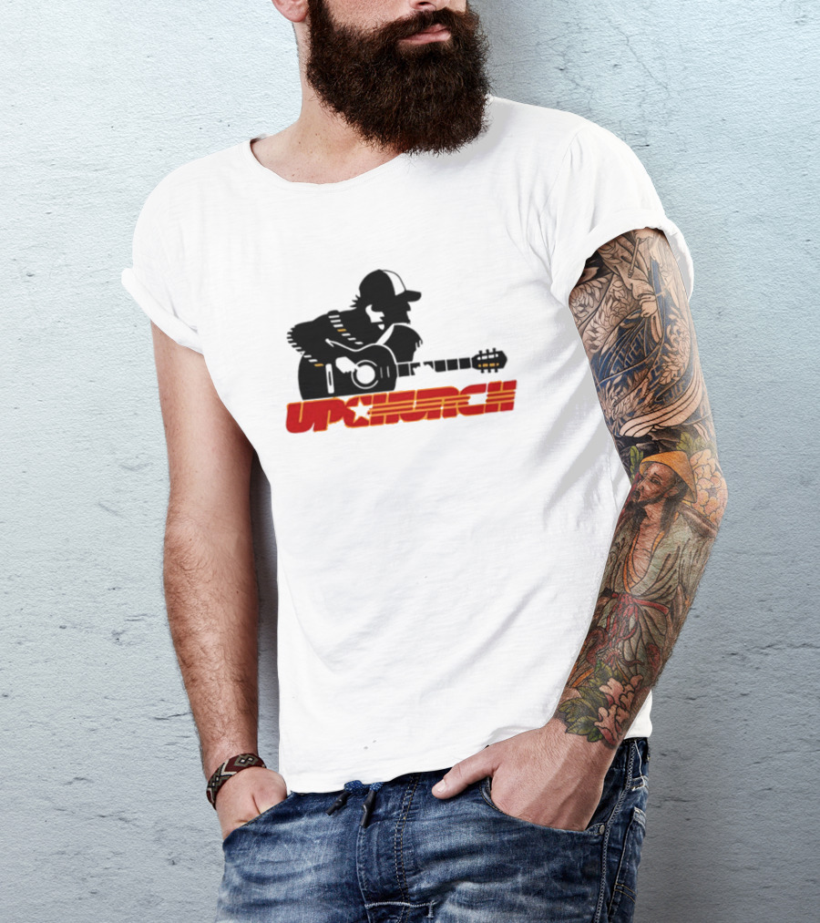 Upchurch Yellow Black Red Silhouette Guitar Player T-Shirt