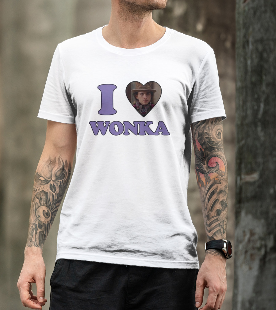 Mustardyardpress I Heart Wonka Hat And Scarf Character Image T-Shirt