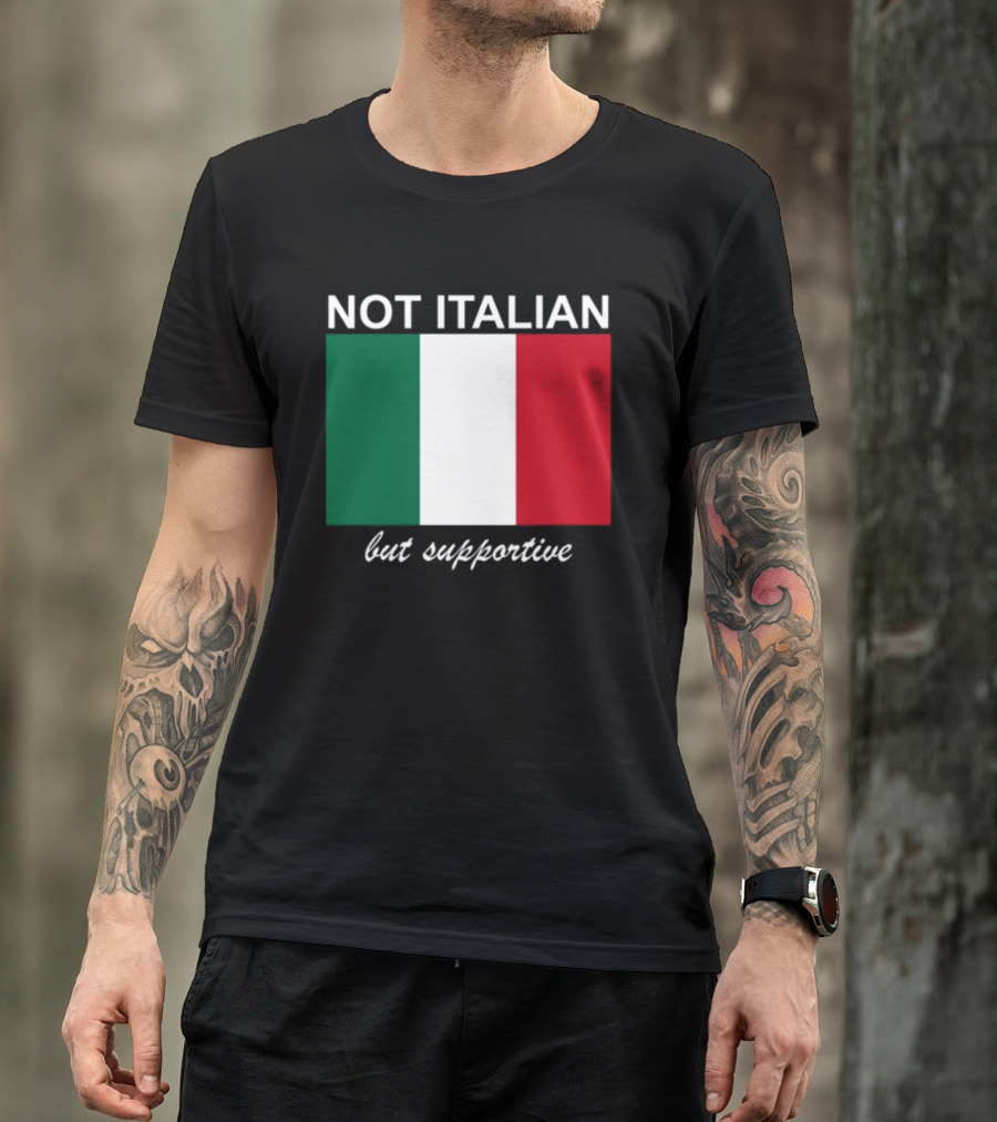 Big Cat Not Italian But Supportive Italian Flag T-Shirt