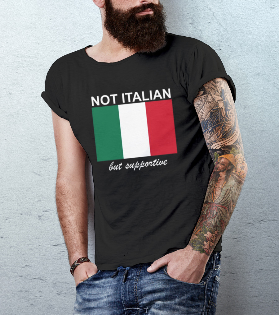 Big Cat Not Italian But Supportive Italian Flag T-Shirt