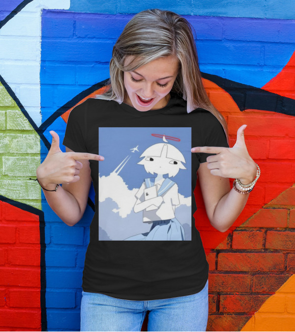 Chew Chewer Clowdy Girl With Halo And Airplane In Blue Sky T-Shirt