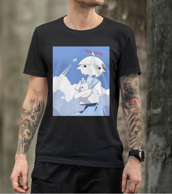Chew Chewer Clowdy Girl With Halo And Airplane In Blue Sky T-Shirt