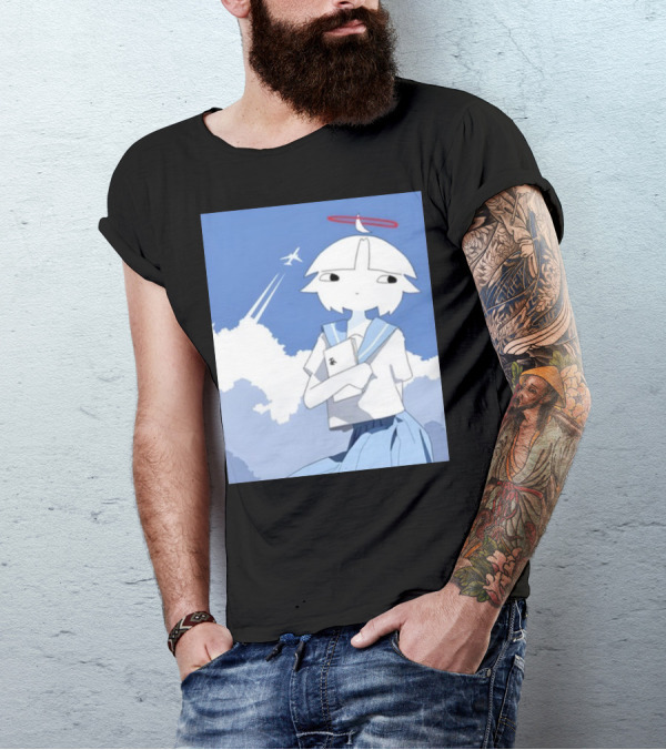 Chew Chewer Clowdy Girl With Halo And Airplane In Blue Sky T-Shirt