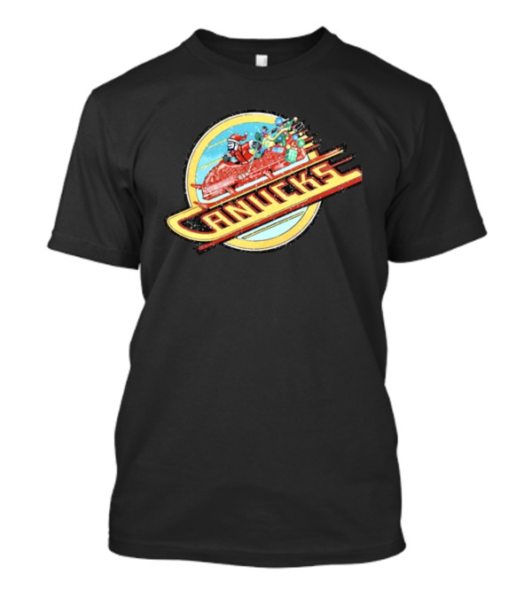 Canucks Christmas Skate Sleigh Santa Hockey Presents T-Shirt