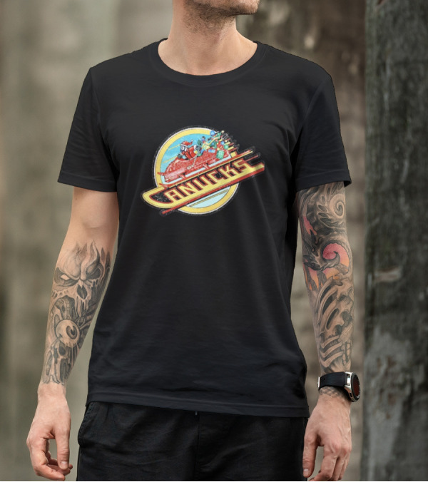 Canucks Christmas Skate Sleigh Santa Hockey Presents T-Shirt