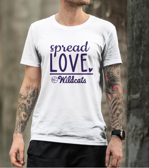 Spread Love Wildcats Basketball Heart T-Shirt