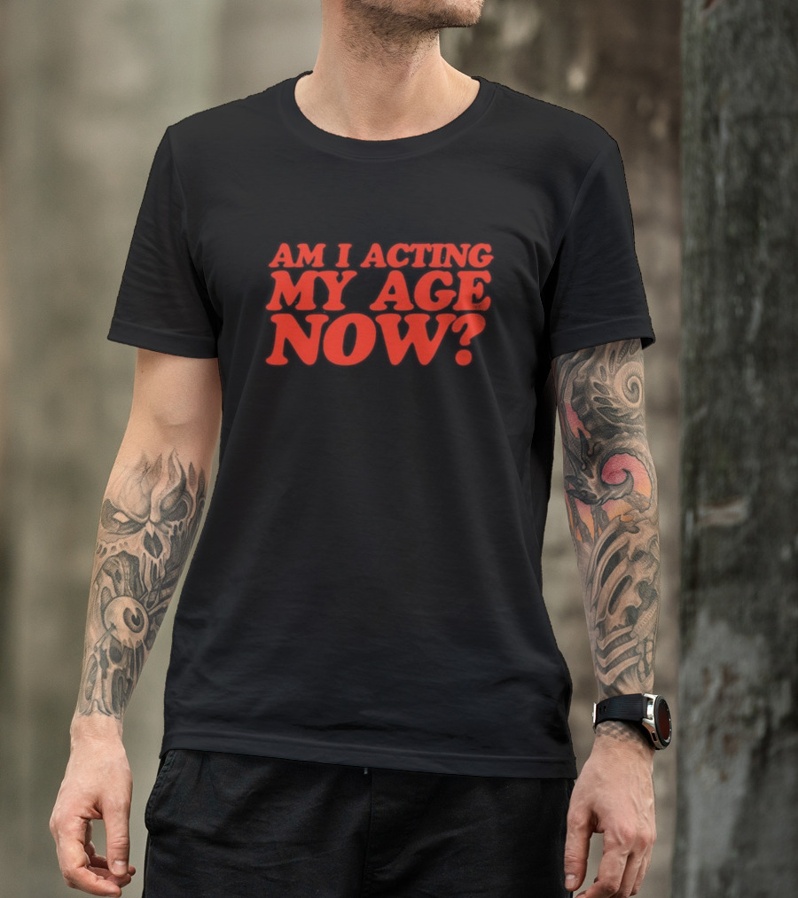 Am I Acting My Age Now Bold Red Question T-Shirt