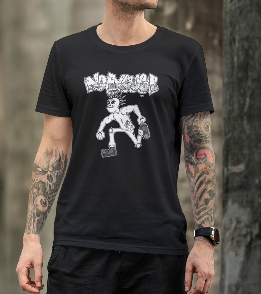 No Excuse Punk Skeleton In Graffiti T-Shirt