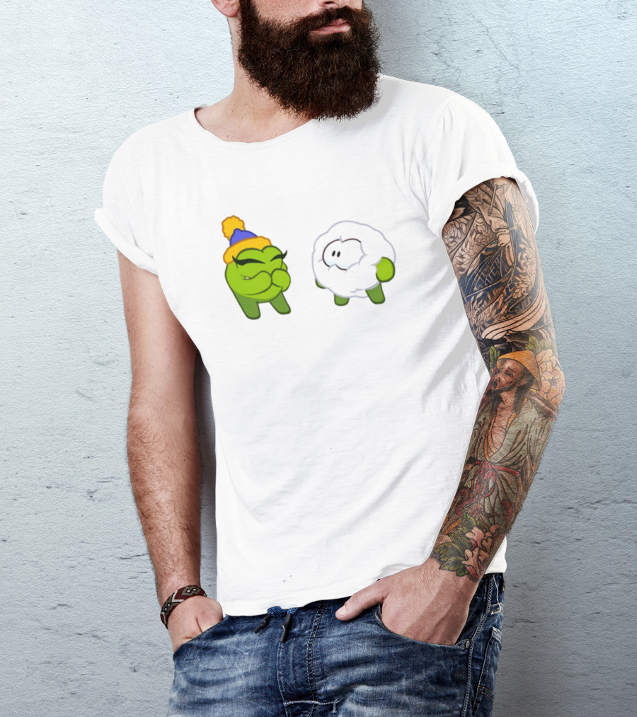 Cut The Rope Om Nom Winter With Snowball Character T-Shirt