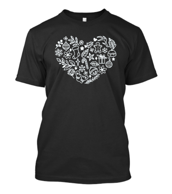 Christmas Heart Holiday Icons Snowflakes Gingerbread Ornaments Candy Canes T-Shirt