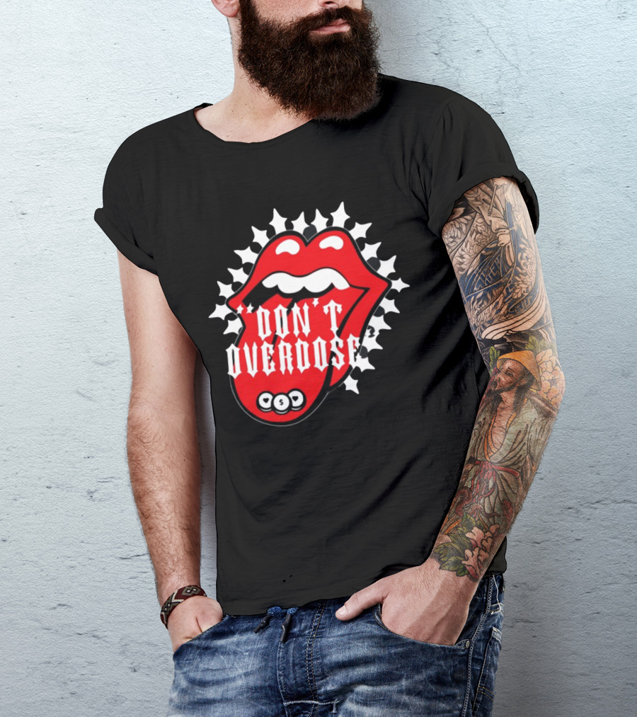 Upperlevel916 Evol Love Is A Drug Don't Overdose Iconic Red Lips T-Shirt